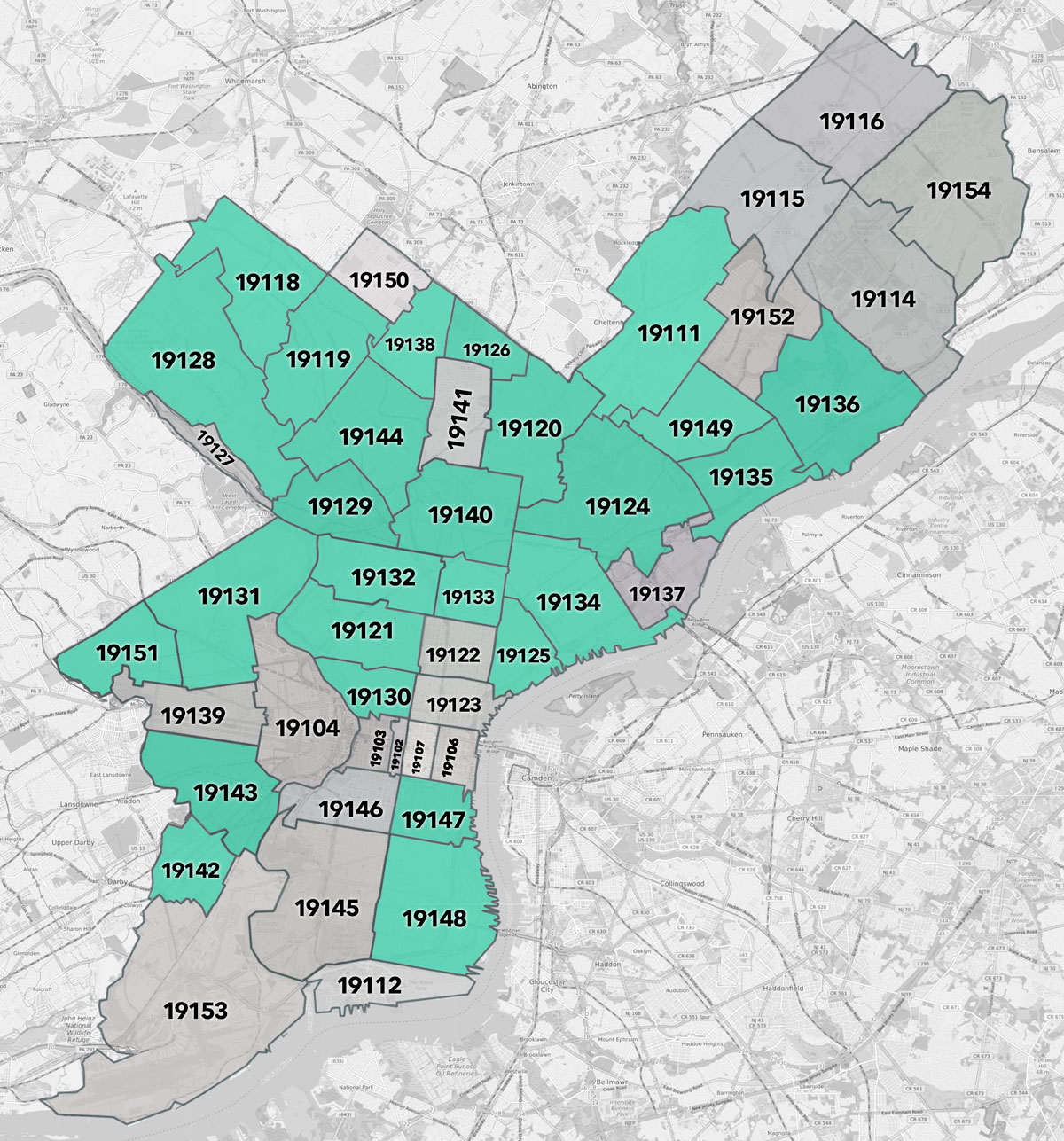 Zip Codes Philadelphia Map - Gabi Pammie